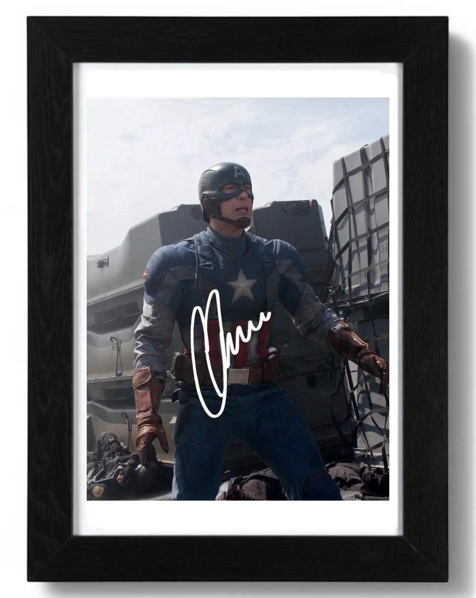 Chris Evans Signed Autograph PHOTO Pre Print 6x4/A4/ Framed Avengers, image 2