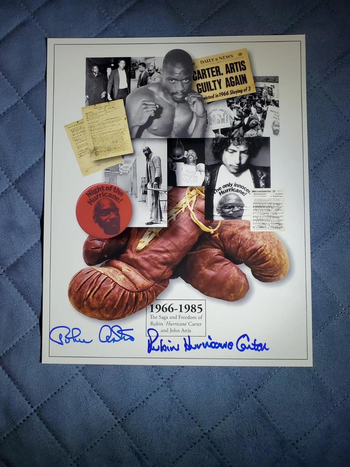 SIGNED Rubin Carter & John Artis 8"x10" Photograph Poster w/ LOA COA Autograph, изображение 2