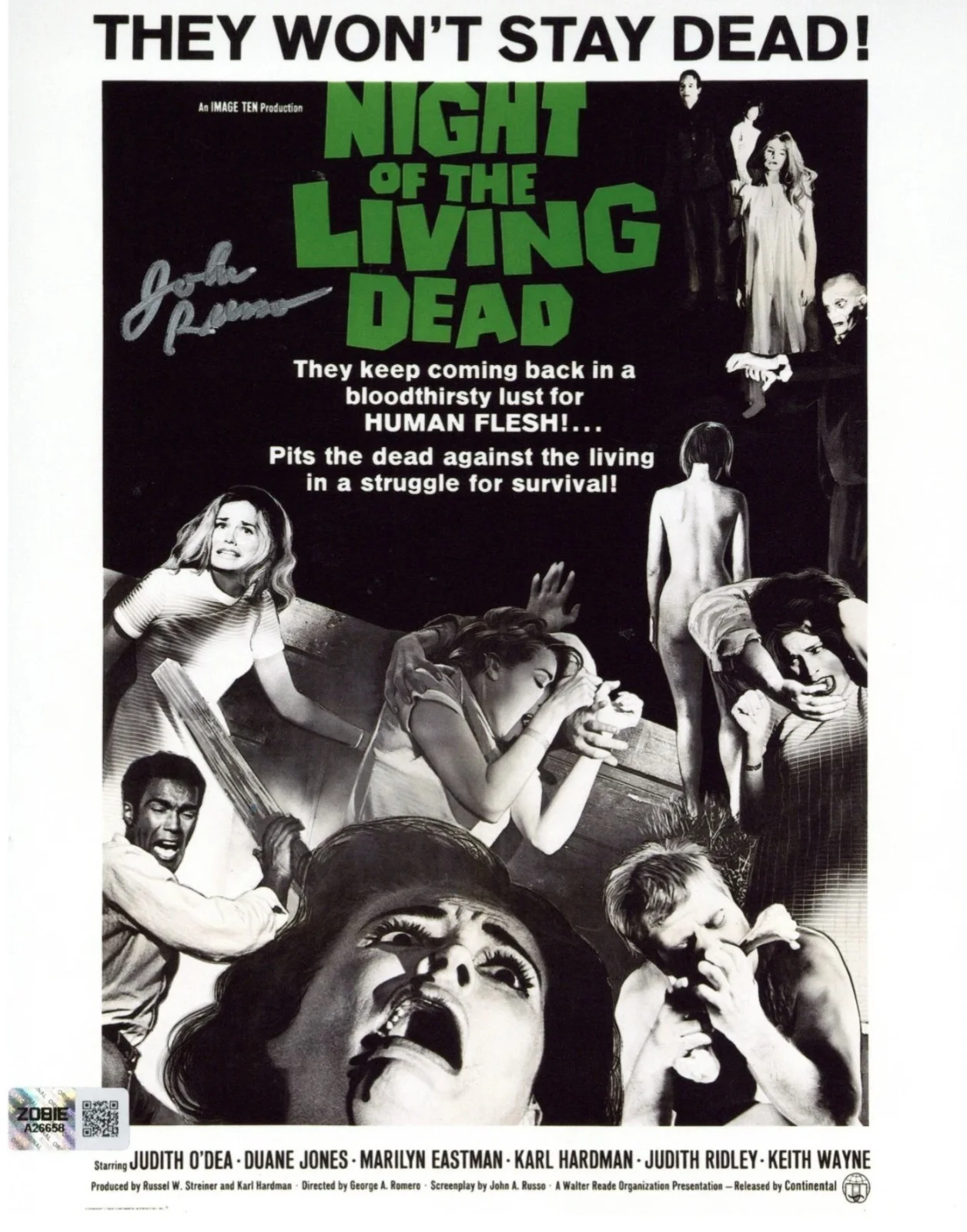 John Russo — Night of the Living Dead John Russo Signed Autograph 8x10 Photo Zobie COA Horror