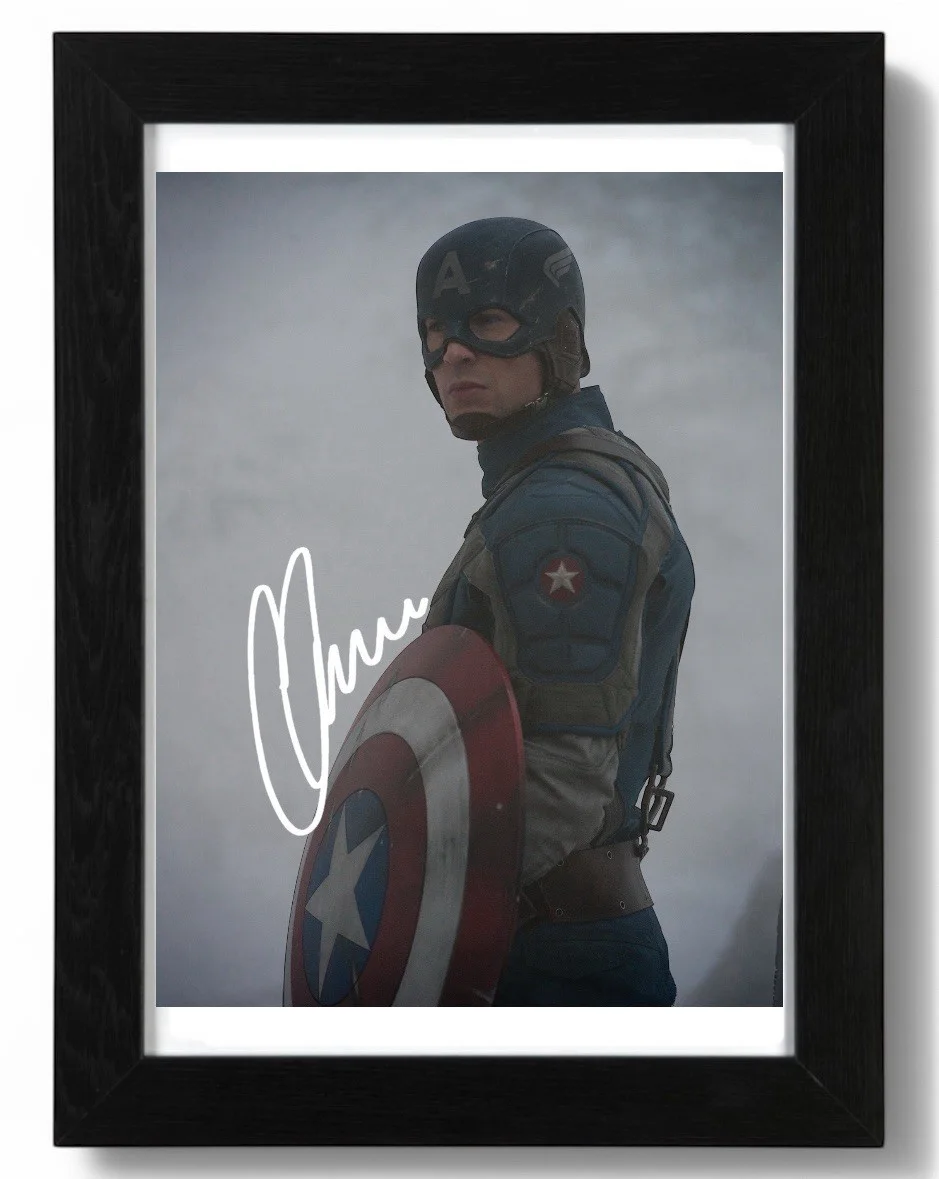 Chris Evans Signed Autograph PHOTO Pre Print 6x4/A4/ Framed Avengers, изображение 2