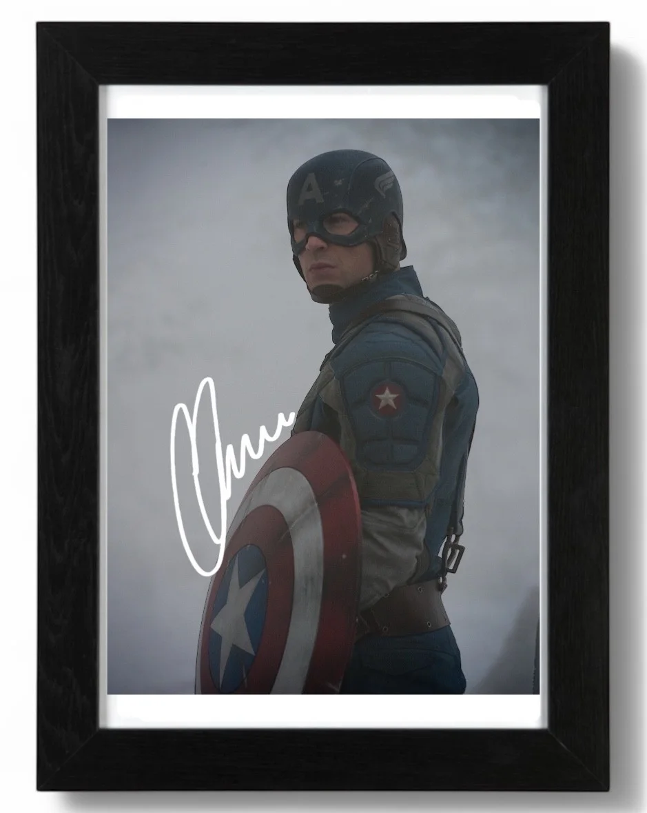 Chris Evans Signed Autograph PHOTO Pre Print 6x4/A4/ Framed Avengers, изображение 3