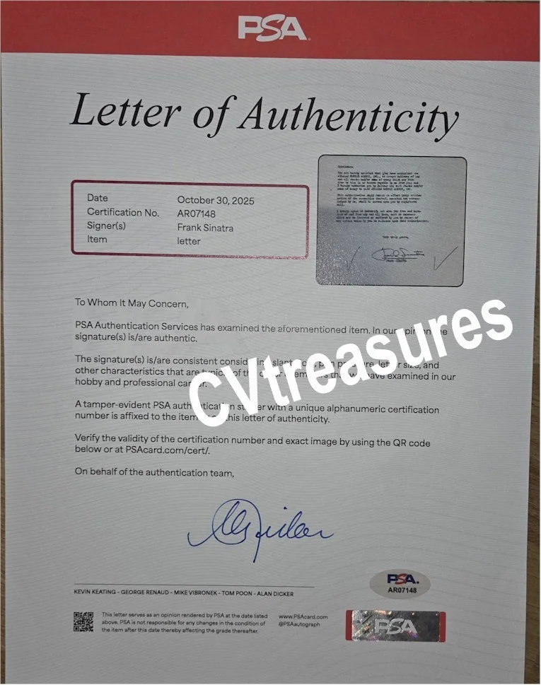 Rare Historical FRANK SINATRA Signed Autographed Agency Contract PSA Beckett, image 3