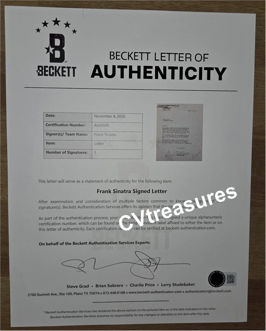 Rare Historical FRANK SINATRA Signed Autographed Agency Contract PSA Beckett, image 4