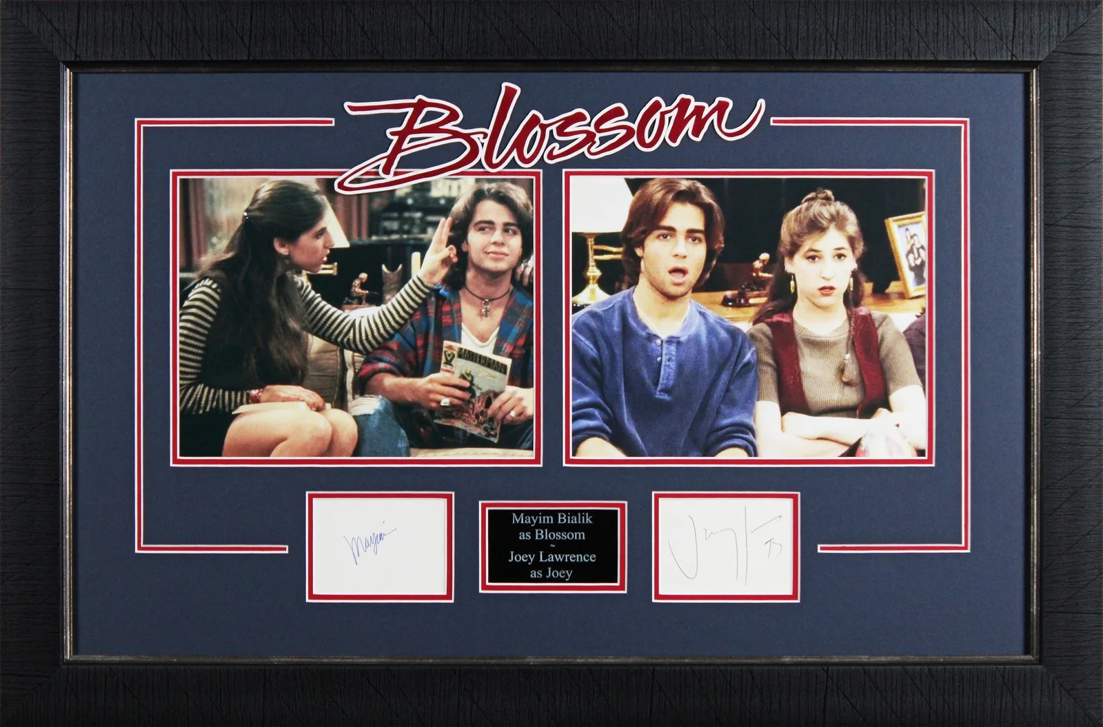 Bayim Bialik & Joey Lawrence — Bayim Bialik & Joey Lawrence Blossom Authentic Signed Framed Display BAS
