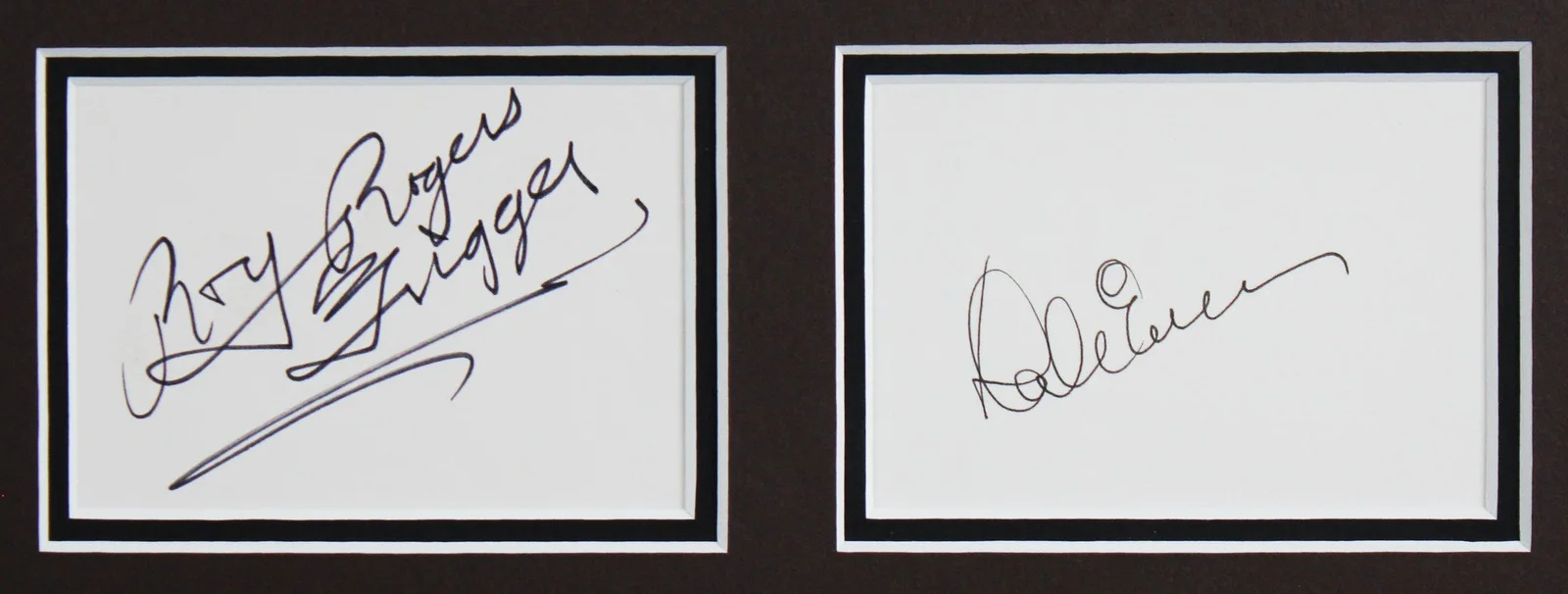 Dale Evans, Roy Rogers — Dale Evans & Roy Rogers Hollywood Canteen Signed Framed Display BAS LOA, image 2