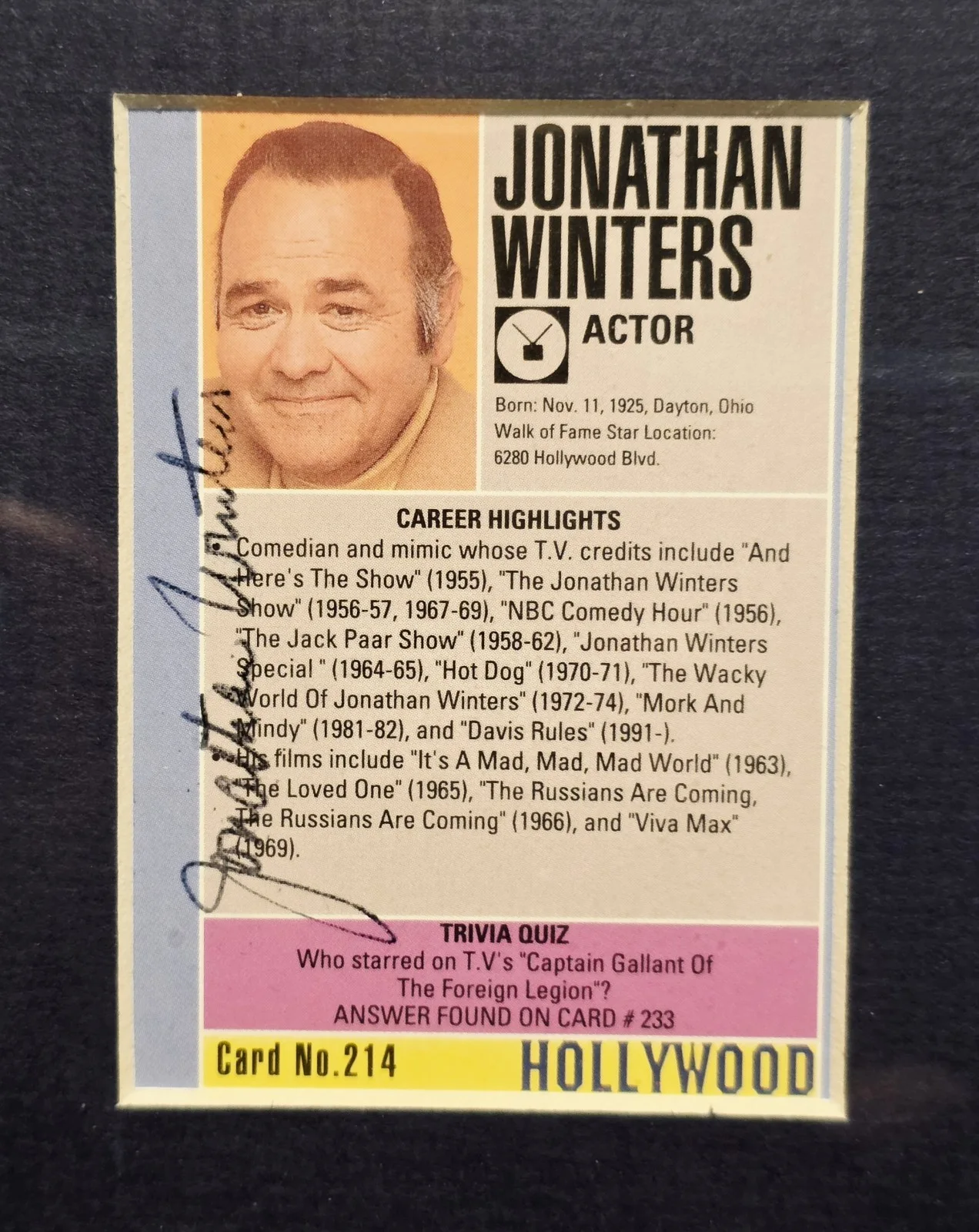 Jonathan Winters — IT'S A MAD MAD MAD MAD WORLD framed movie collage SIGNED 1963, изображение 2
