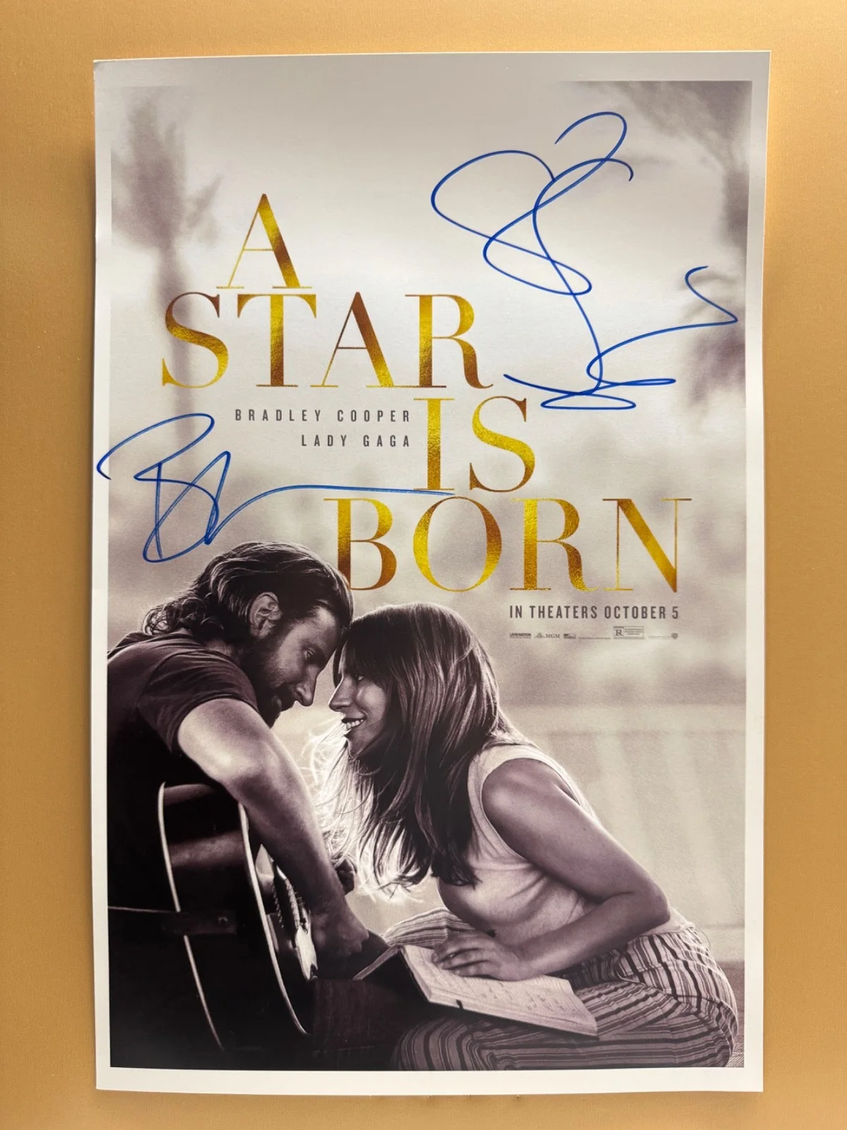 Bradley Cooper and Lady Gaga — SIGNED A STAR IS BORN 11x17 Movie Poster COA by 2 of the actors - Ships FREE