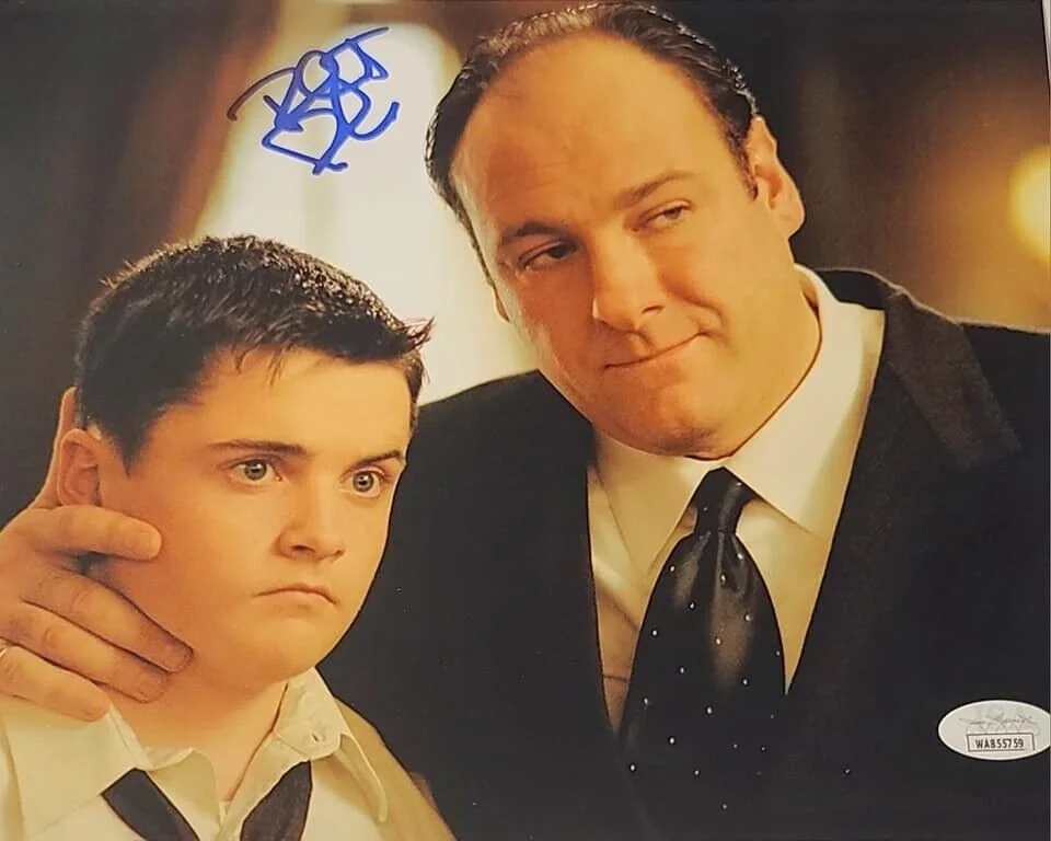 Robert Iler — Robert Iler signed 8x10 The Sopranos with James Gandolfini Tony Soprano JSA COA