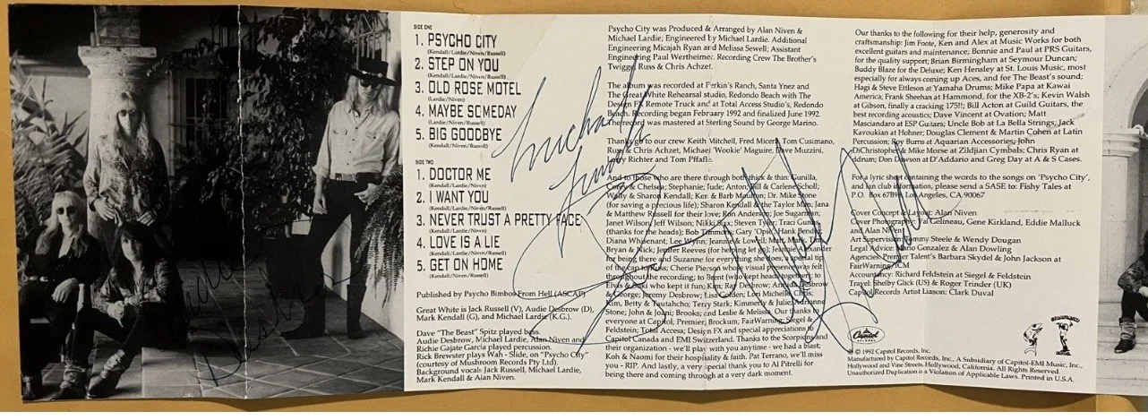 Great White Signed All X4 Members W/COA Autograph, image 2