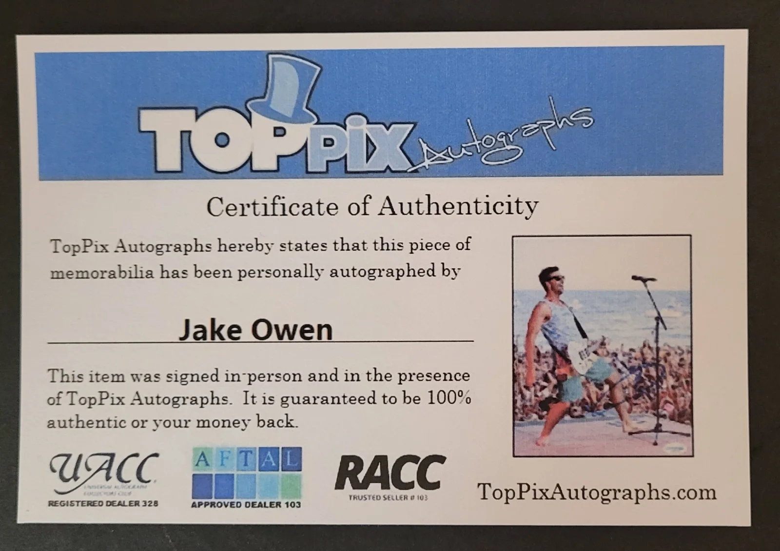 Jake Owen Country Music Singer Autographed Signed 8"x10" Photo w/COA, изображение 4