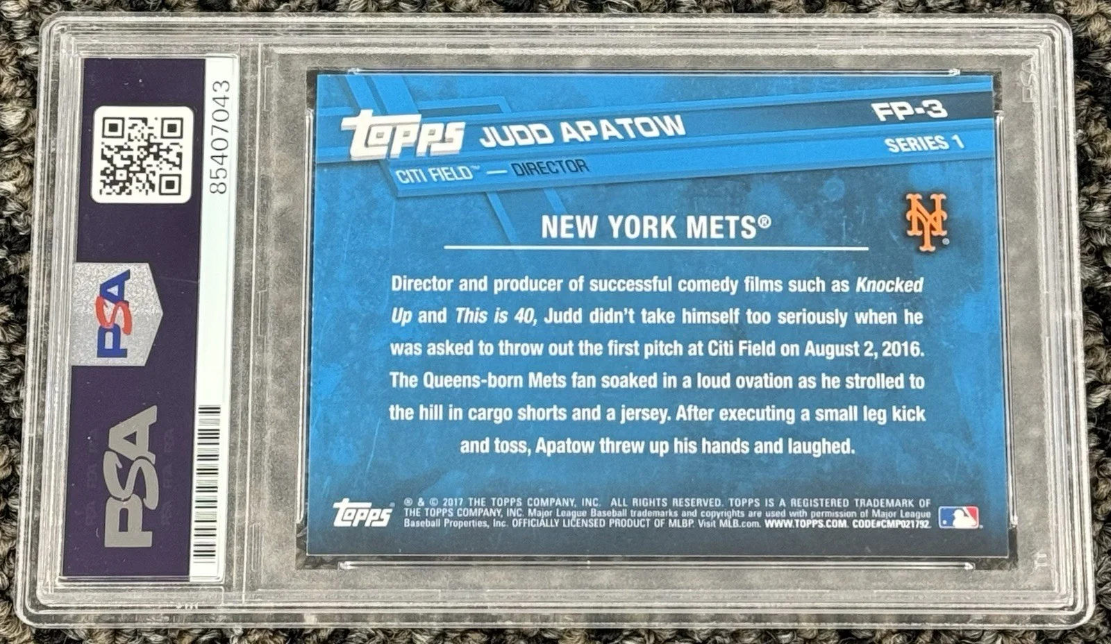 Judd Apatow — Judd Apatow Signed Autograph 2017 Topps First Pitch Trading Card PSA/DNA Encased, изображение 2