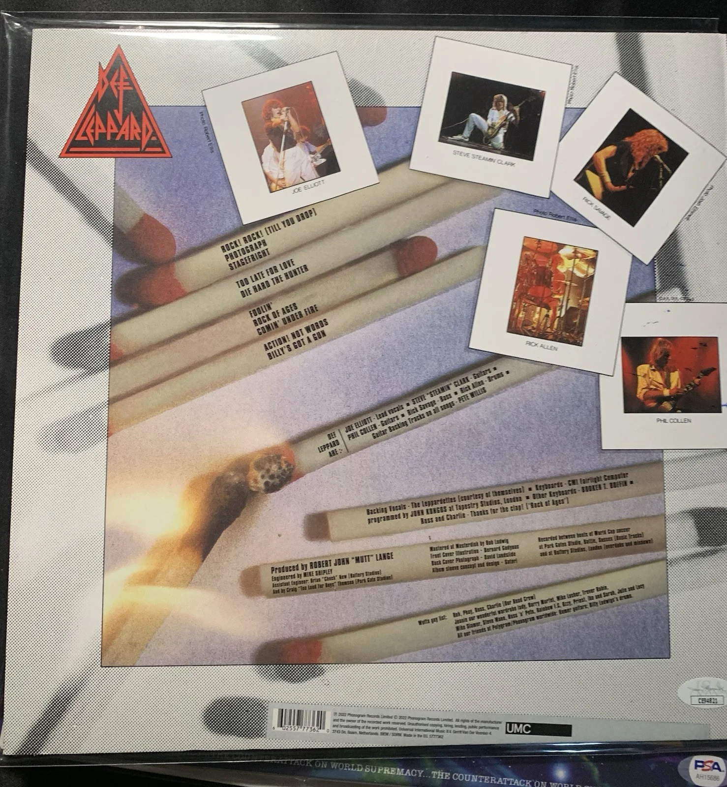 RICK ALLEN SIGNED PYROMANIA VINYL LP DEF LEPPARD AUTOGRAPH JSA COA, image 4