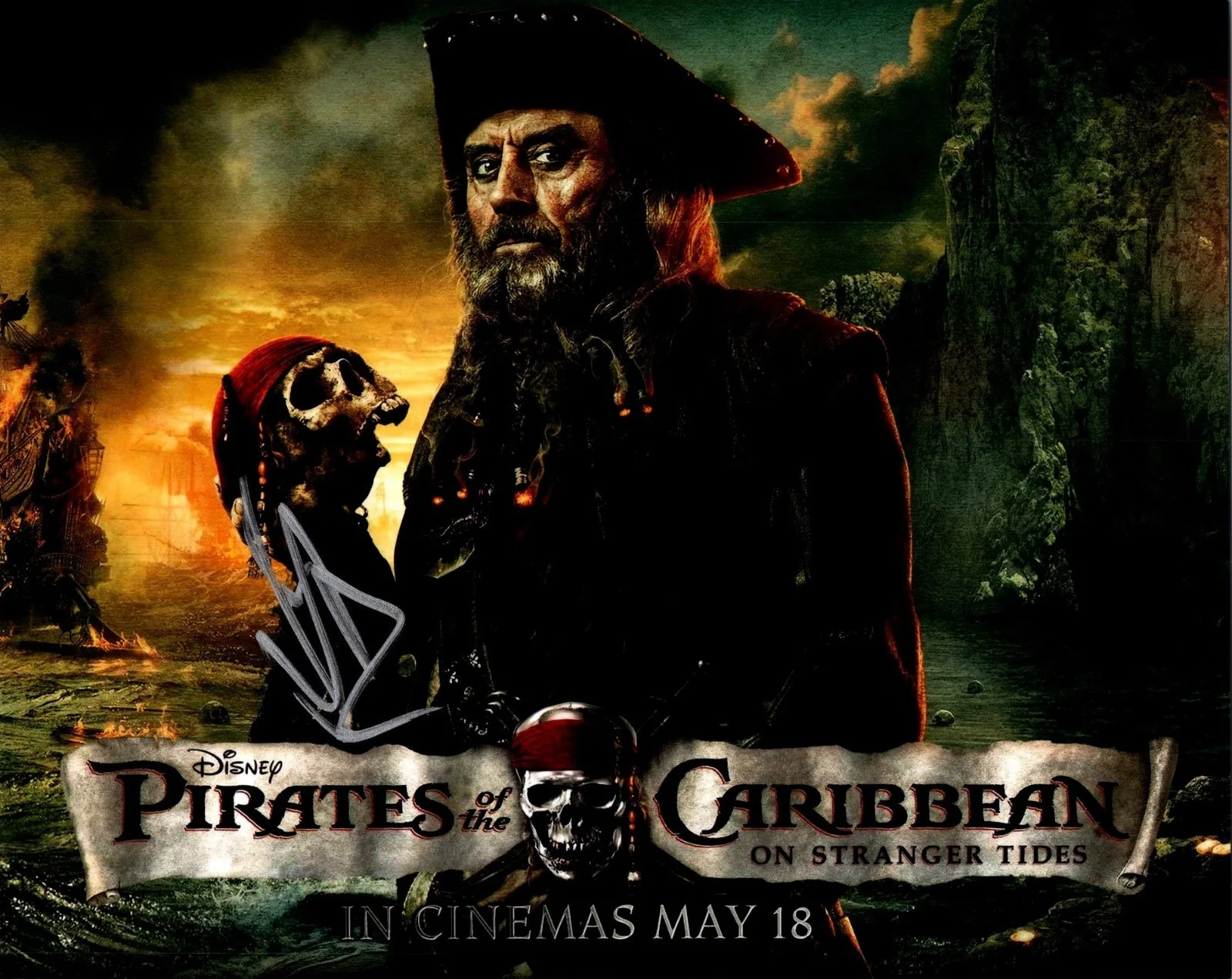 Ian Mcshane — Ian Mcshane Signed Autograph Pirates of the Caribbean 8x10 Exact Photo Proof, изображение 2