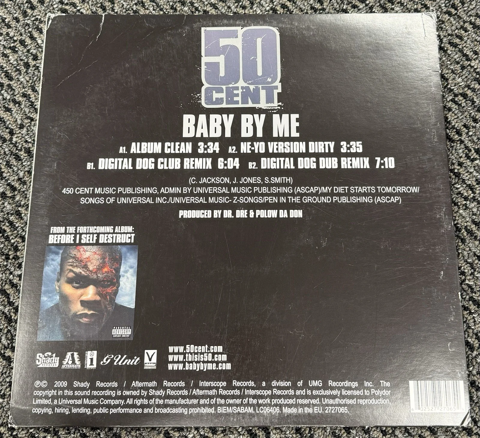 50 Cent Curtis Jackson Signed Autograph Baby By Me Vinyl Album Cover JSA COA, изображение 4