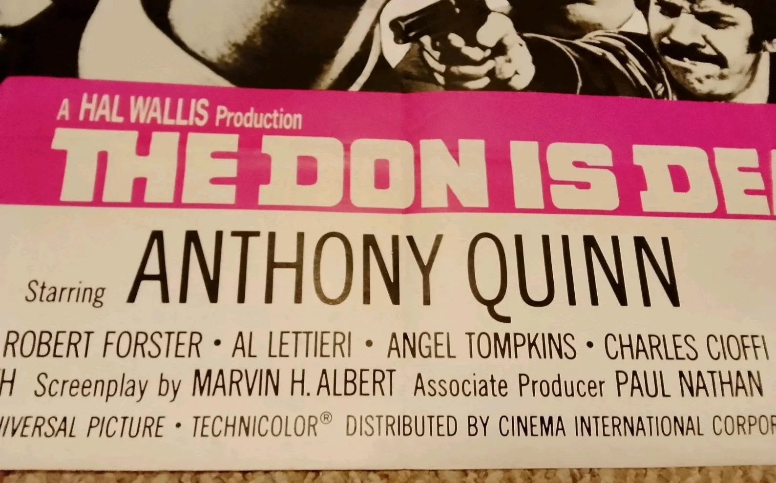 Vtg 1973 original poster The Don is dead ,cert X 102x76cm Anthony Quinn, image 4