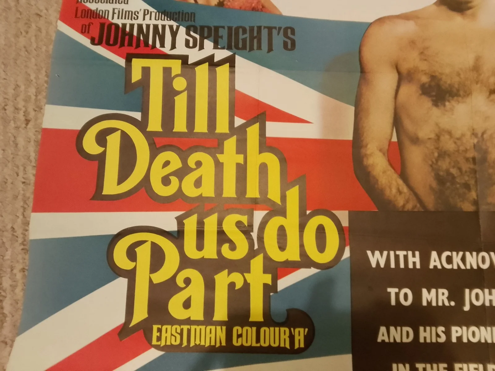 Vtg 1968 original poster Till Death us do part 101 x70cm classic 60s comedy, изображение 3