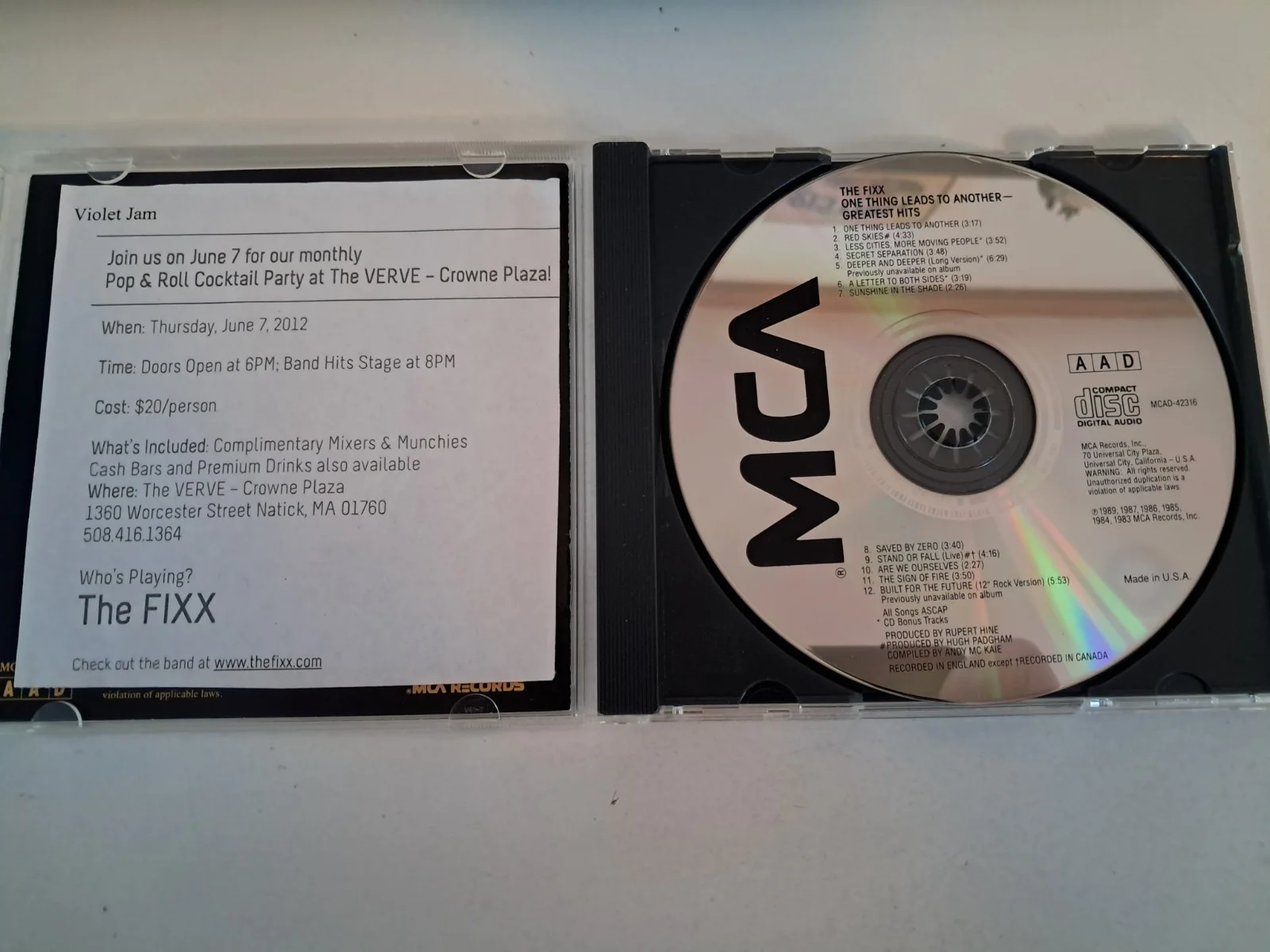 The Fixx Signed Autographed CD Greatest Hits Rupert Greenall, image 2