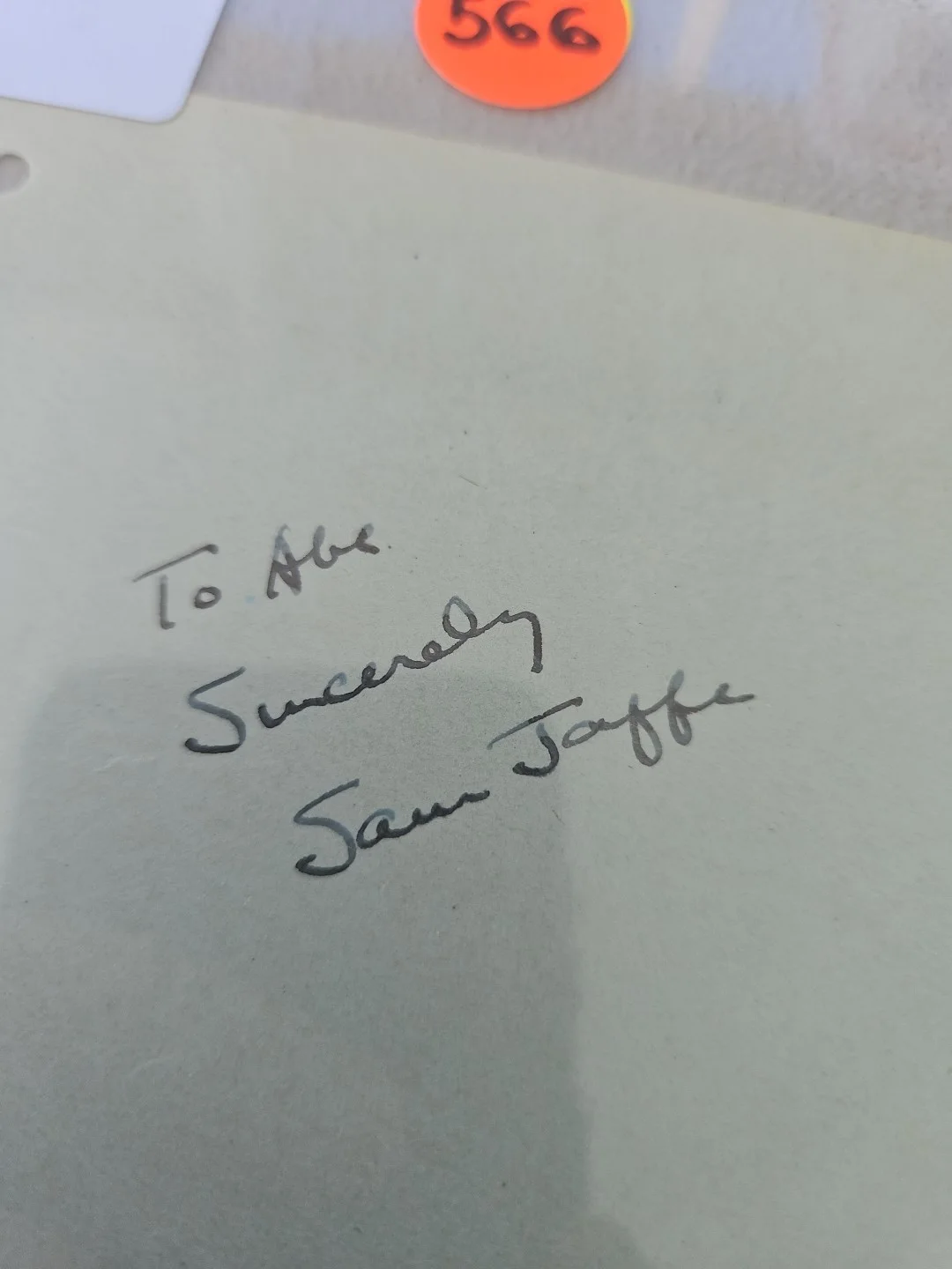 sam jaffe — Sam Jaffe Signed Autograph Book Page. Actor, image 2