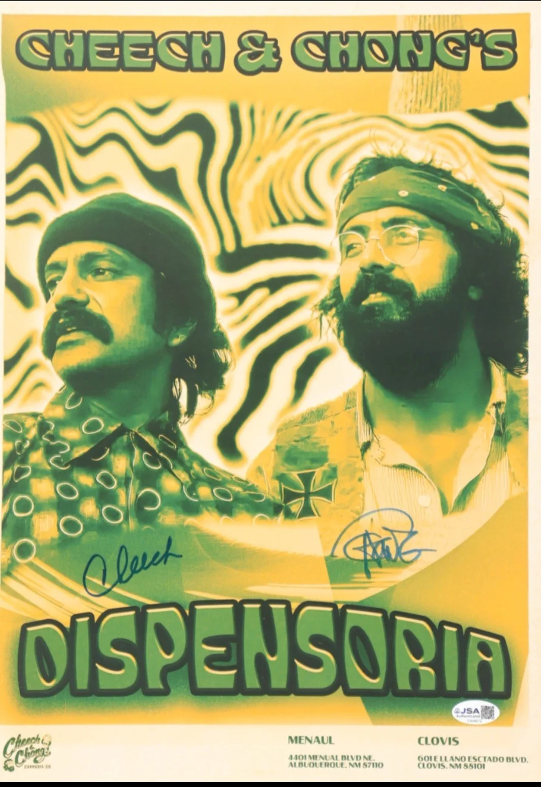 Cheech & Chong — Cheech And Chong Autographed Signed 11X17 Photo - Dispensoria -JSA COA auto