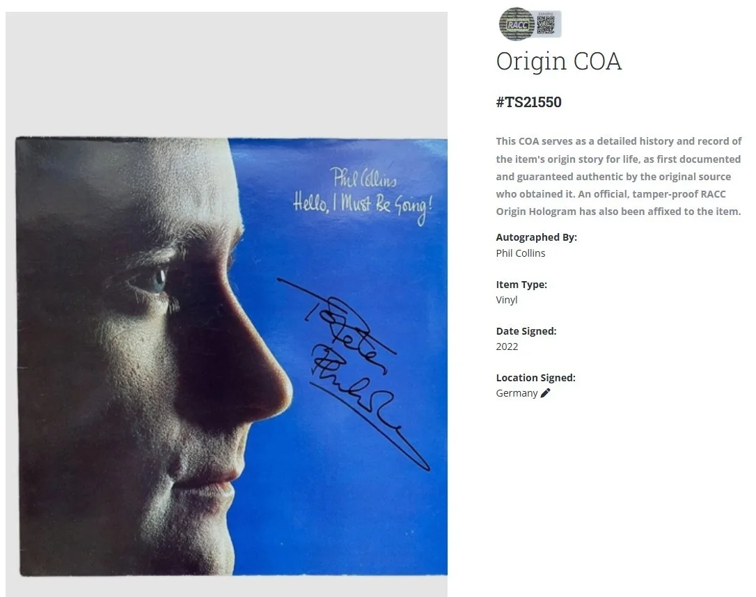 Phil Collins Hello I Must Be Going Autographed Signed Album Vinyl Record w/ACOA, изображение 2