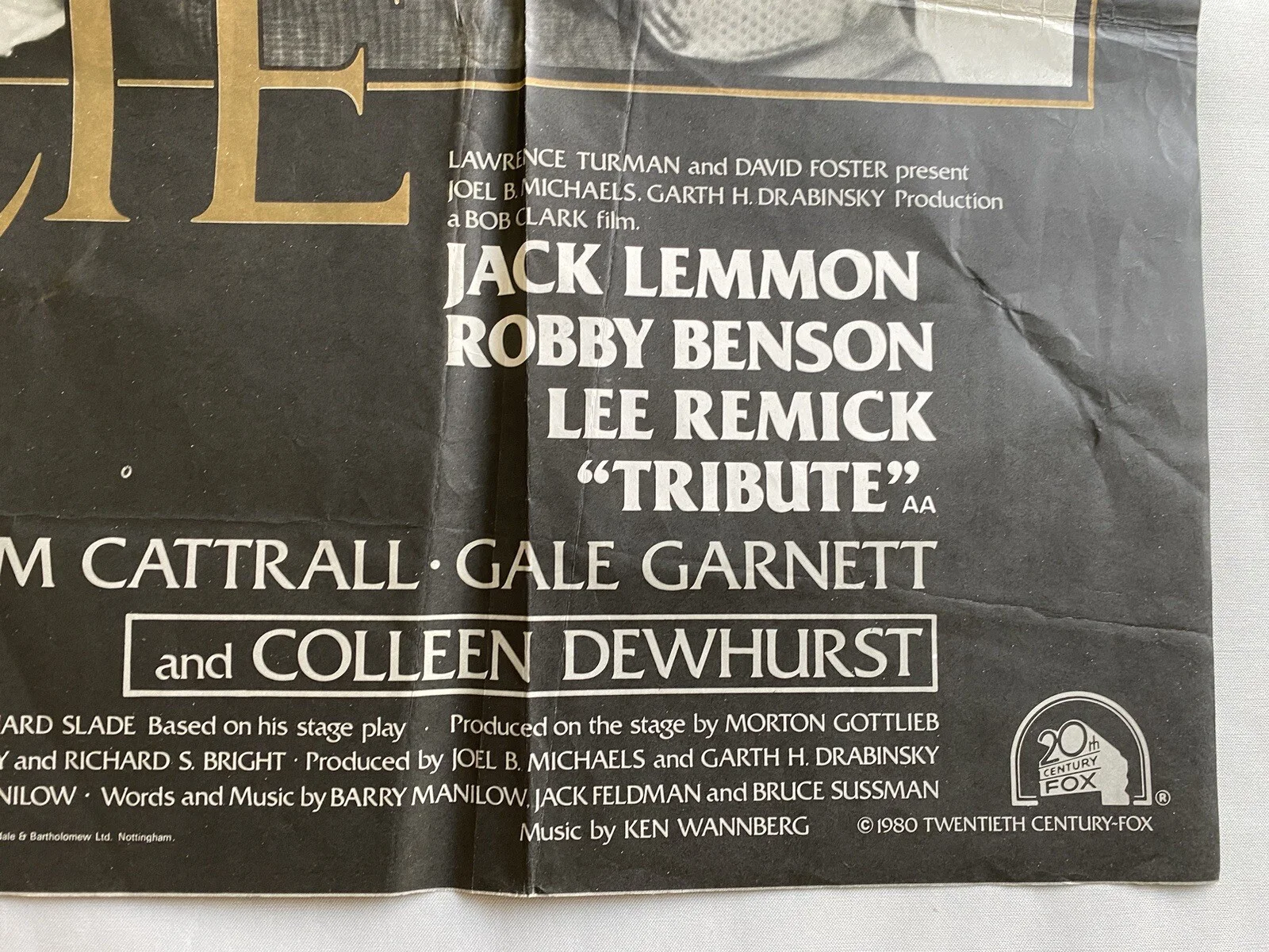TRIBUTE - UK QUAD (30"x 40") ORIGINAL VINTAGE CINEMA POSTER 1980, изображение 3