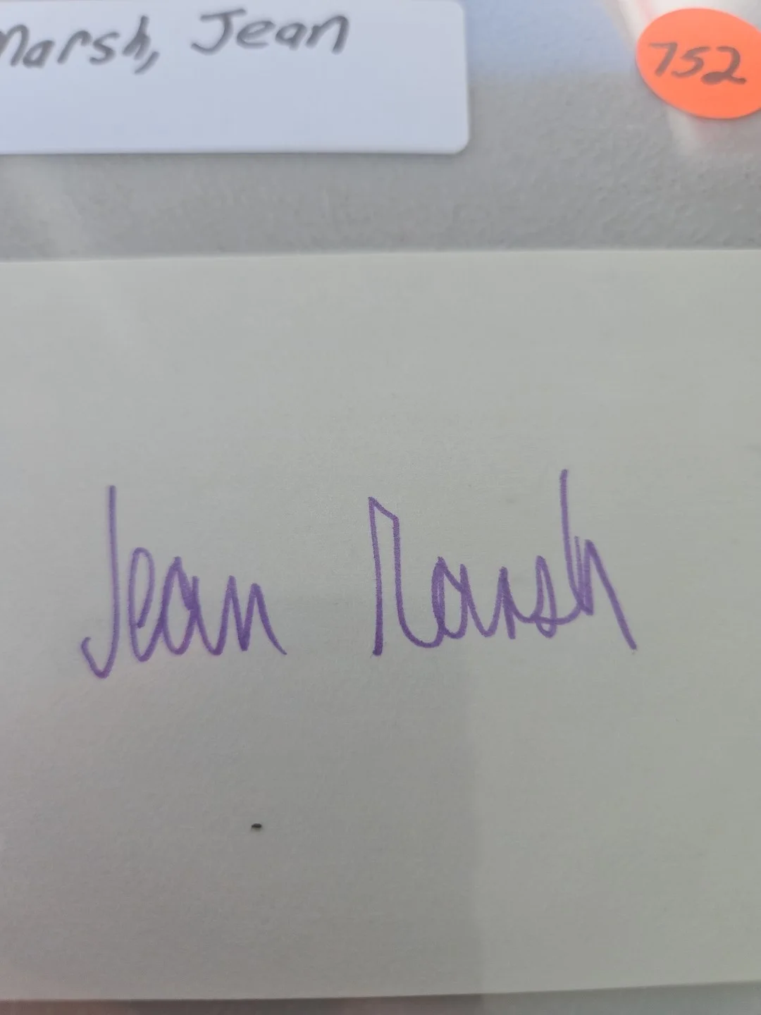 jean marsh — Jean Marsh Signed 3x5 Index Card, image 2