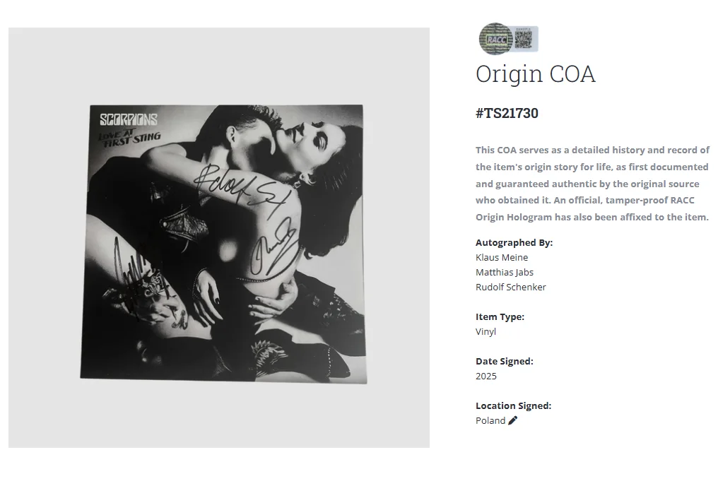 Scorpions Love At First Sting 3x Autographed Record Signed Album Vinyl LP w/COA, изображение 2