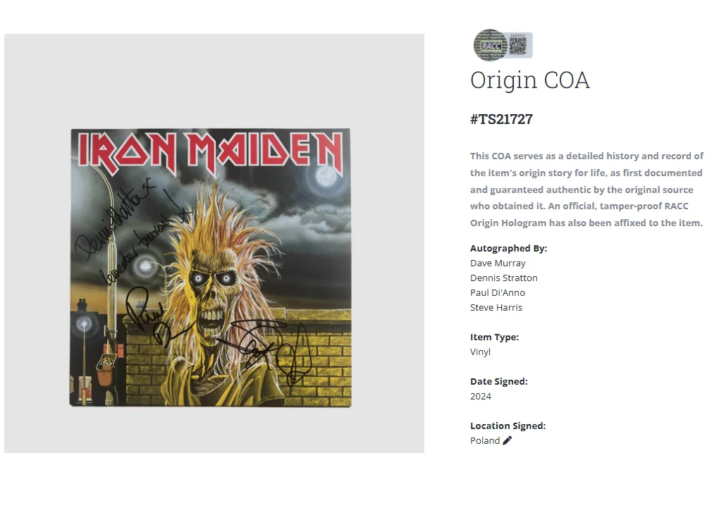 Iron Maiden Debut 4x Steve Harris Autographed Fully Signed Album Vinyl LP w/COA, image 2