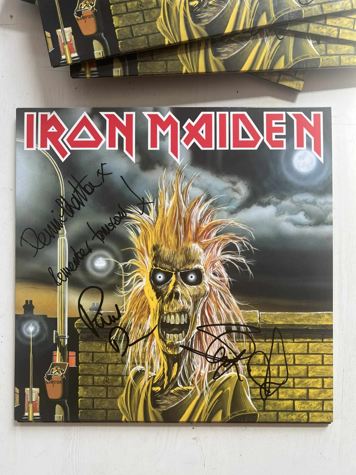 Iron Maiden Debut 4x Steve Harris Autographed Fully Signed Album Vinyl LP w/COA, image 3