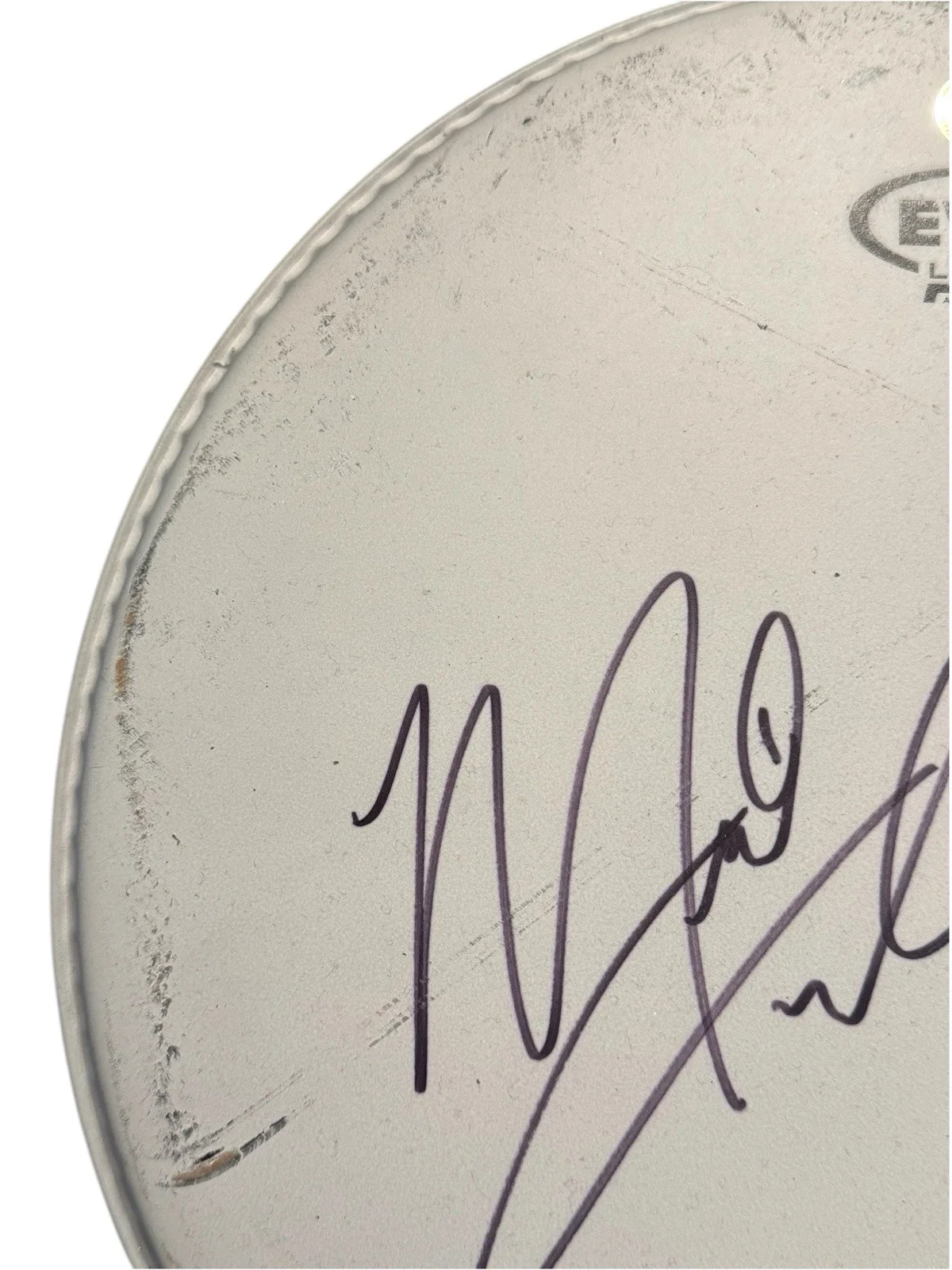 Miles Teller, J.K Simmons — MILES TELLER & J.K. SIMMONS SIGNED AUTOGRAPH WHIPLASH DRUMHEAD BECKETT BN96869, image 2