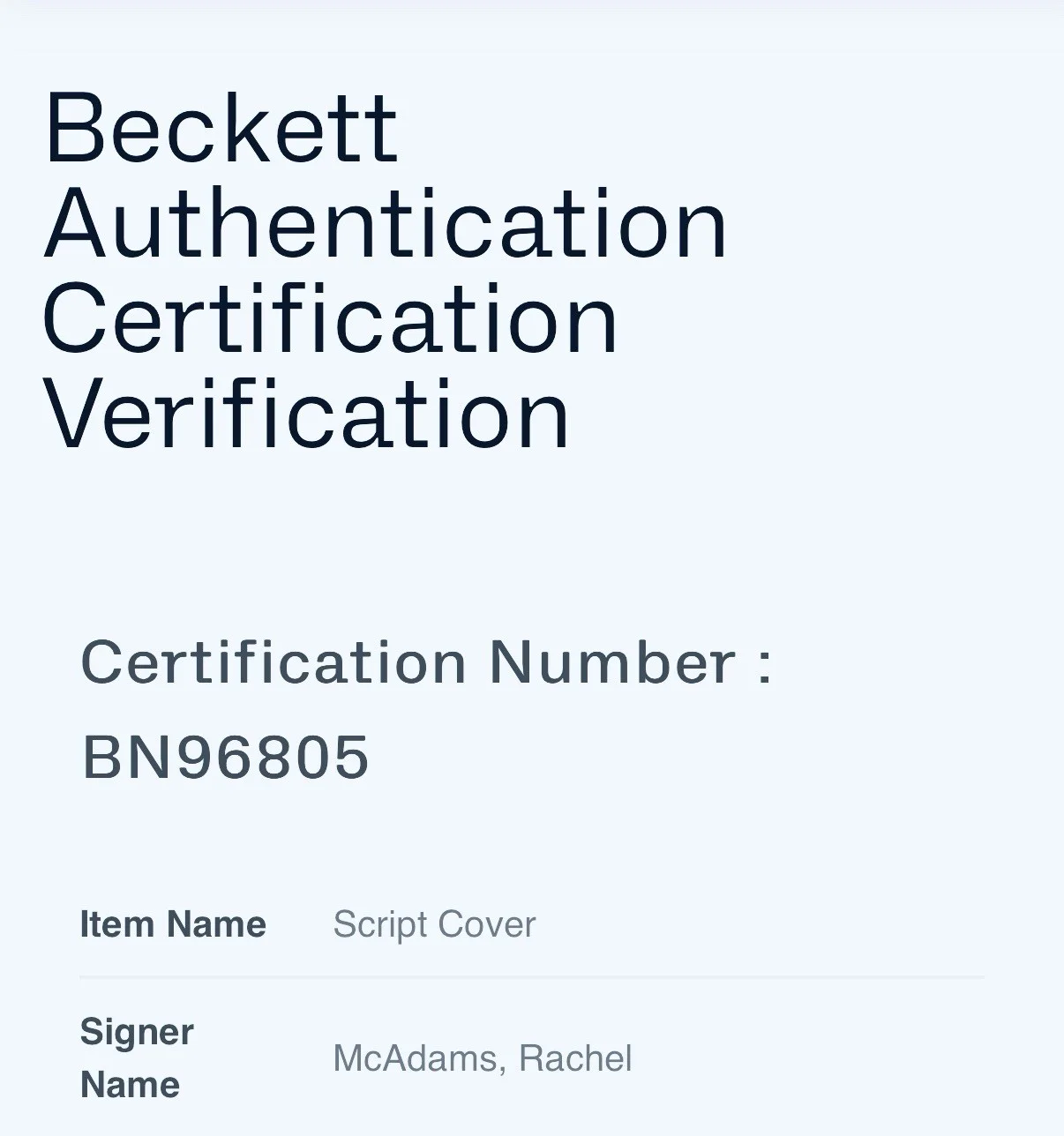 Rachel McAdams — RACHAEL MCADAMS SIGNED THE NOTEBOOK AUTOGRAPH SCRIPT COVER BECKETT BN96805, image 3