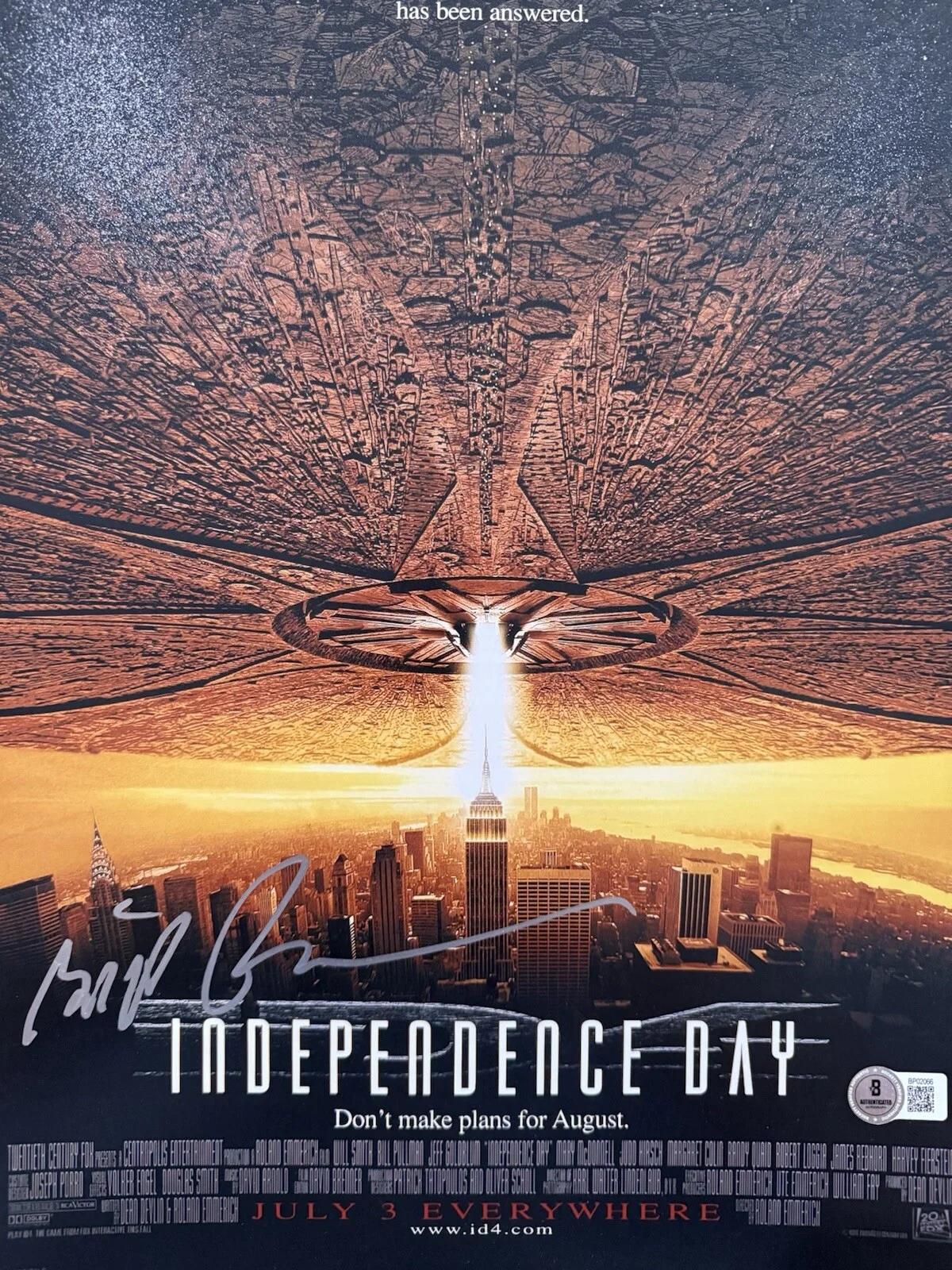 Bill Pullman — BILL PULLMAN SIGNED INDEPENDENCE DAY 11X17 PHOTO POSTER AUTOGRAPH BECKETT (B), image 2