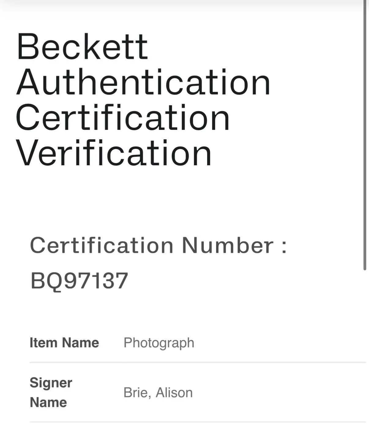 Alison Brie — ALISON BRIE AUTOGRAPH SIGNED 8X10 PHOTO SEXY COMMUNITY BECKETT BQ97137, image 4