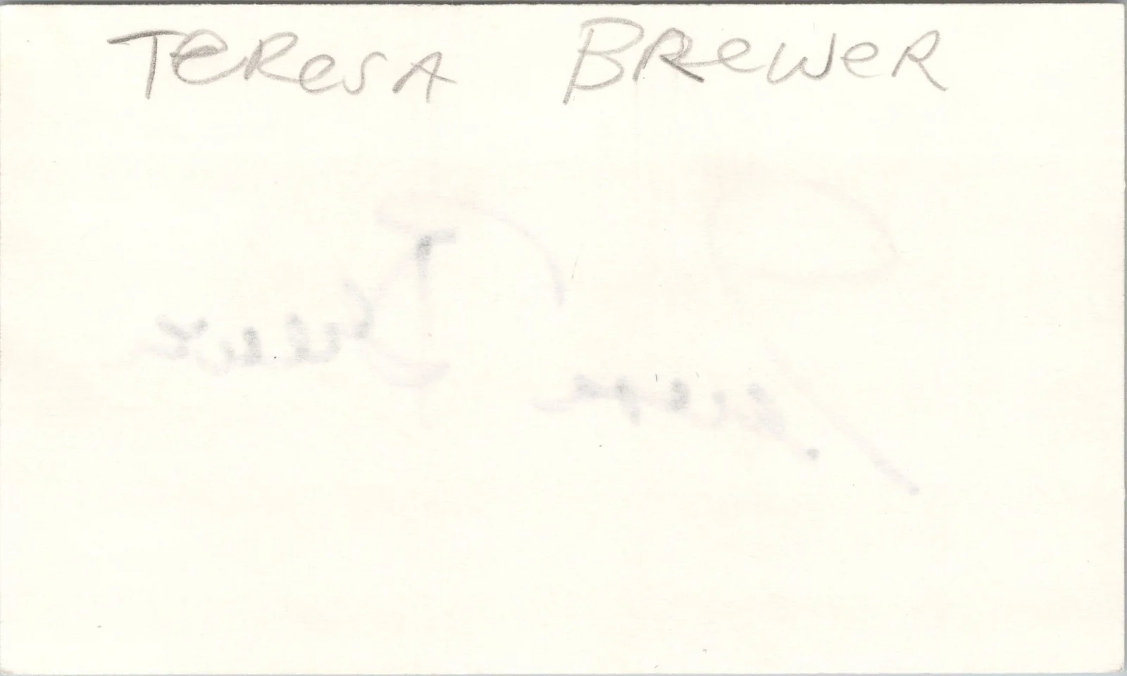 Teresa Brewer — Teresa Brewer Signed 3x5 Index Card Autographed, image 2