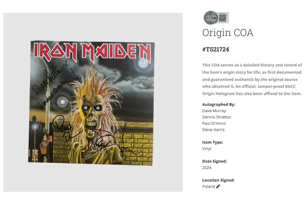 Iron Maiden Debut 4x Steve Harris Autographed Fully Signed Album Vinyl LP w/COA, image 2