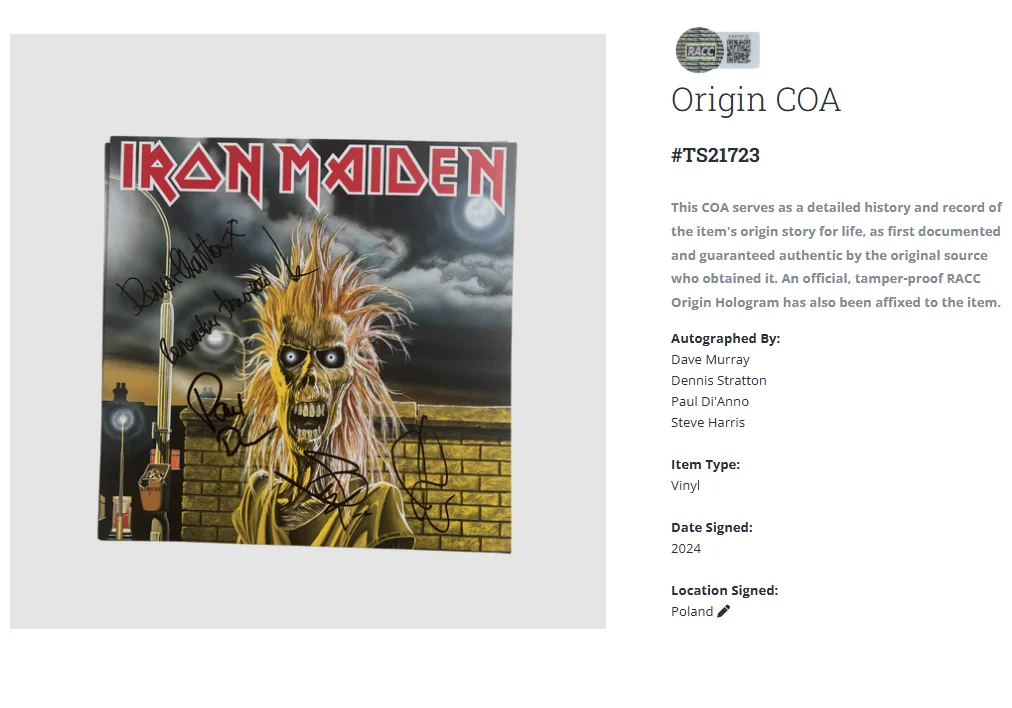 Iron Maiden Debut 4x Steve Harris Autographed Fully Signed Album Vinyl LP w/COA, image 2