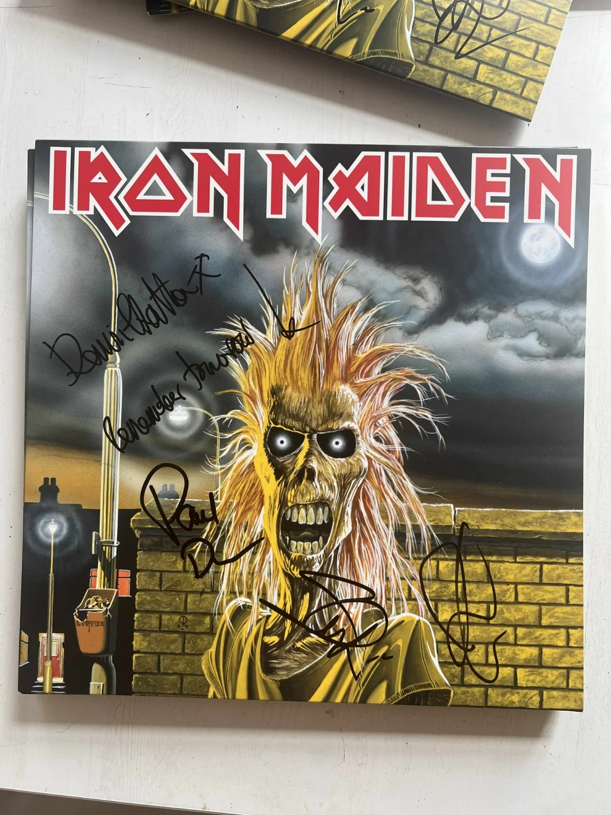 Iron Maiden Debut 4x Steve Harris Autographed Fully Signed Album Vinyl LP w/COA, image 3