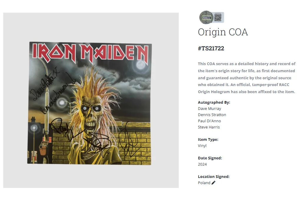 Iron Maiden Debut 4x Steve Harris Autographed Fully Signed Album Vinyl LP w/COA, image 2