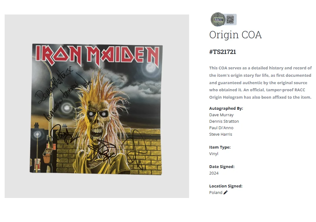 Iron Maiden Debut 4x Steve Harris Autographed Fully Signed Album Vinyl LP w/COA, image 2