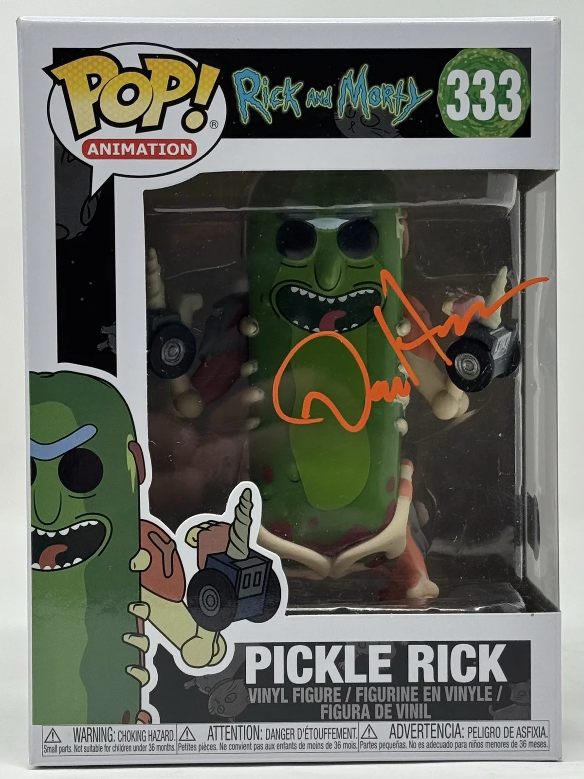 Dan Harmon — Dan Harmon Signed Rick and Morty Pickle Rick Funko Pop 333 Autograph Beckett COA