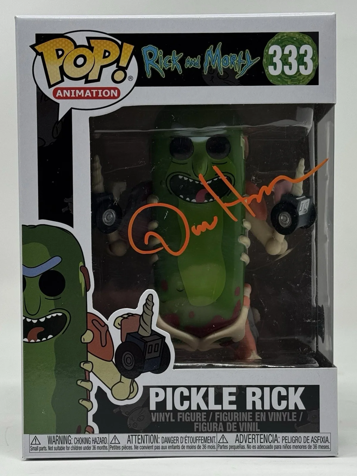 Dan Harmon — Dan Harmon Signed Rick and Morty Pickle Rick Funko Pop 333 Autograph Beckett COA, изображение 3