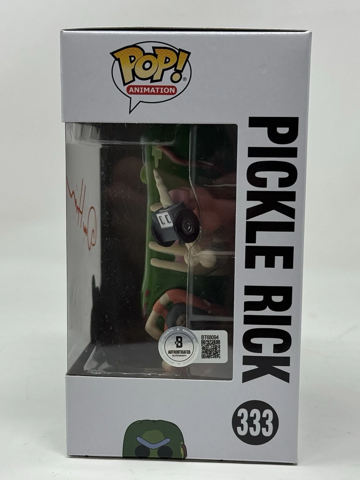 Dan Harmon — Dan Harmon Signed Rick and Morty Pickle Rick Funko Pop 333 Autograph Beckett COA, изображение 4