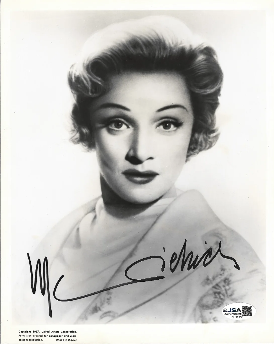 Marlene Dietrich — Marlene Dietrich REAL hand SIGNED 1957 Promo Photo JSA COA Autographed Lola Lola