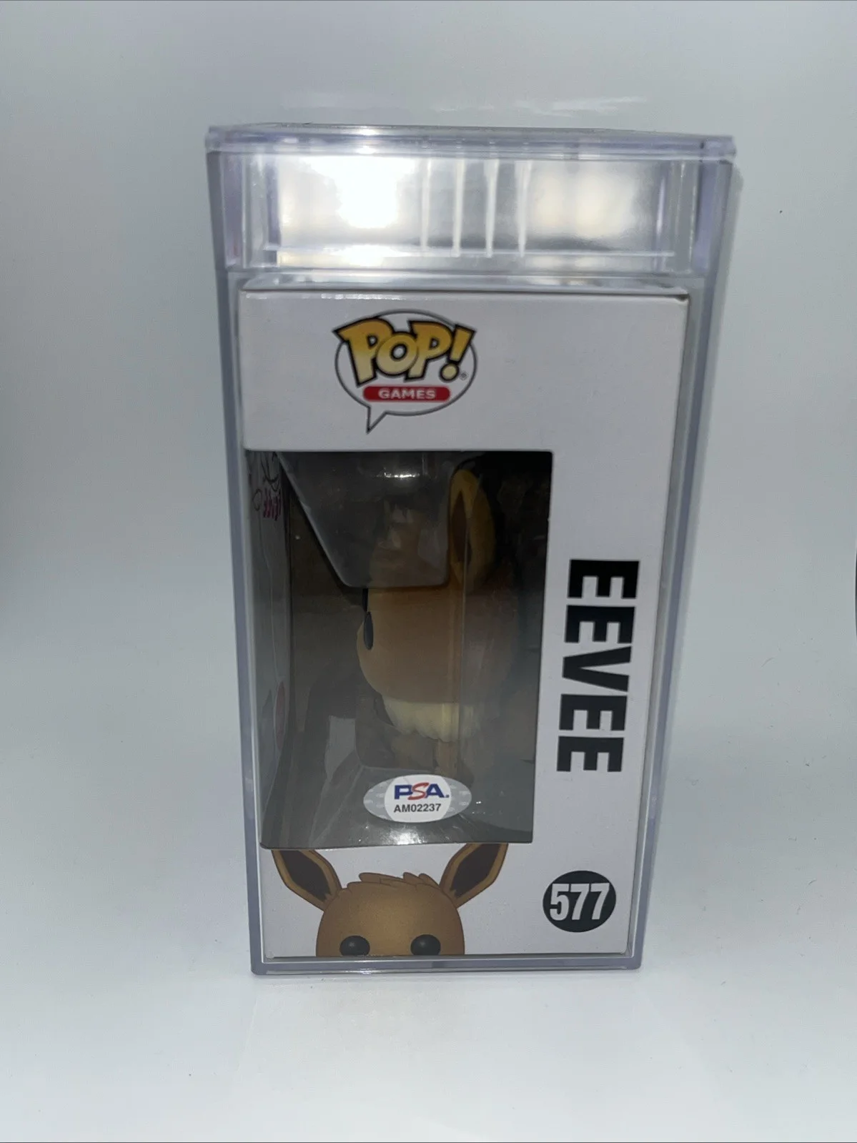 ERICA SCHROEDER signed POKEMON EEVEE Funko pop #577 Wondercon Flocked PSA Case, изображение 3