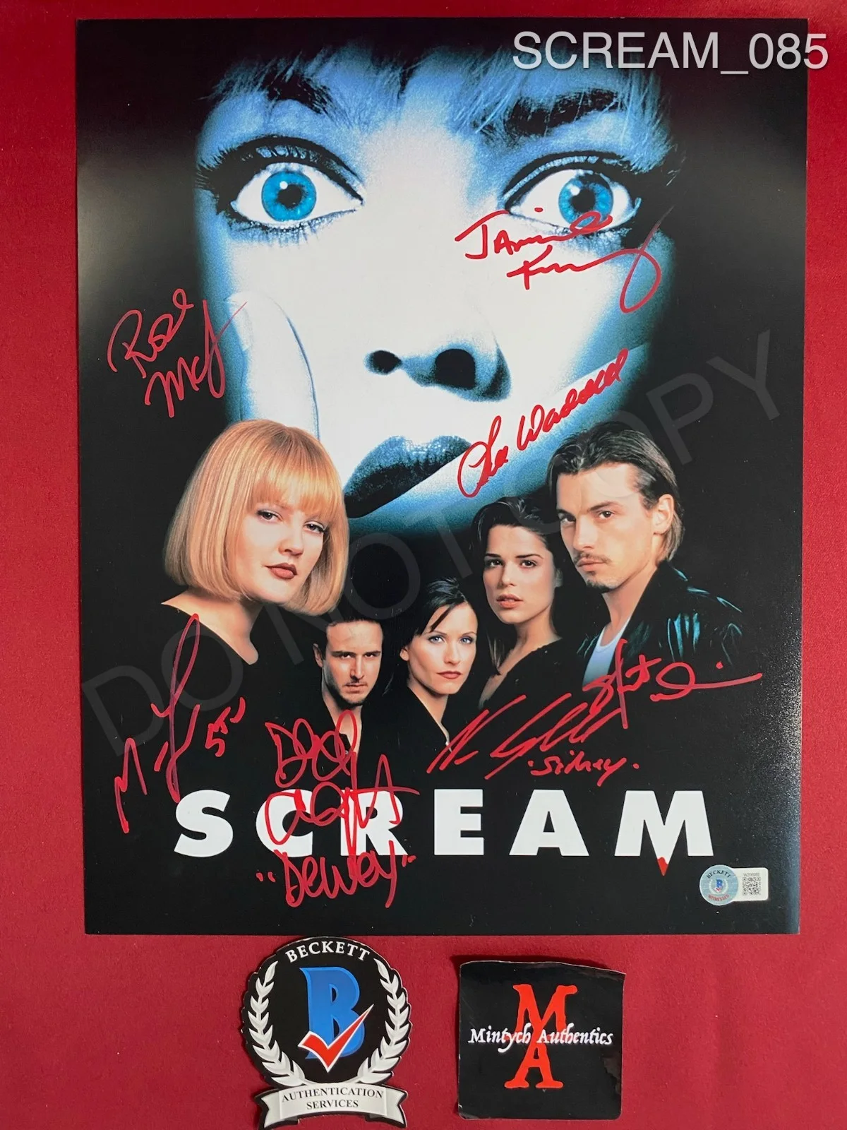 Jamie Kennedy, Rose McGowan, David Arquette, Lee Waddell — Scream cast signed 11x14 photo Neve Campbell Skeet Ulrich Matthew Lillard +4
