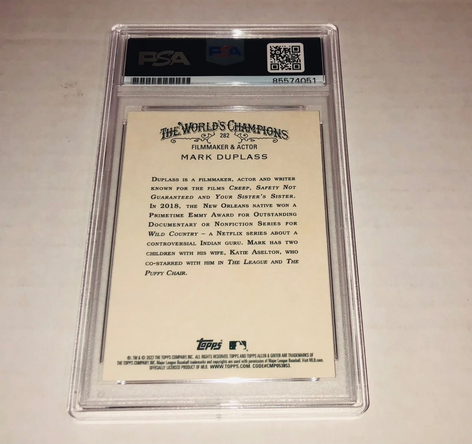 Mark Duplass — Mark Duplass Creep Peachfuzz The League 2022 Allen & Ginter #282 Signed PSA A, image 2