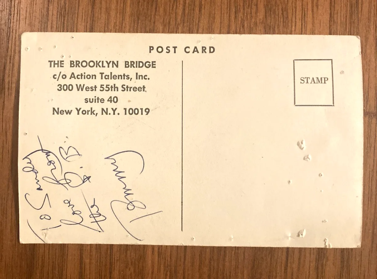 Vintage Signed Post Card The Brooklyn Bridge Musical Group Read Description Pics, image 3