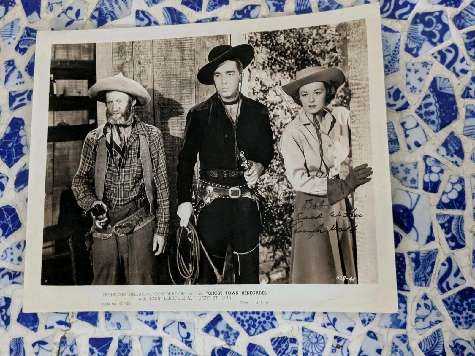 Jennifer Holt — "Ghost Town Renegades" Vintage Movie Photo W/ Lash LaRue Signed By Jennifer Holt
