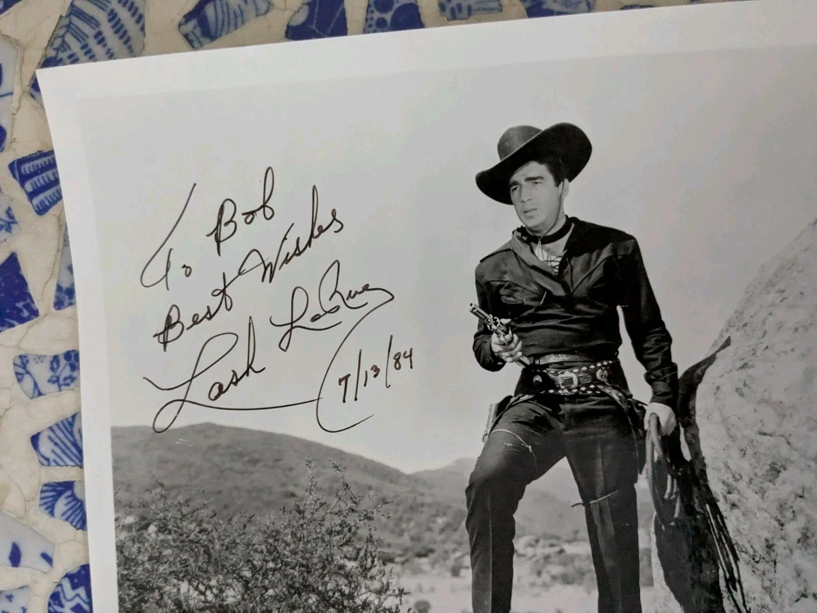 Lash Larue — Lash LaRue, Classic Western Movie Star Autographed Photo, Autographed In 1984, изображение 2