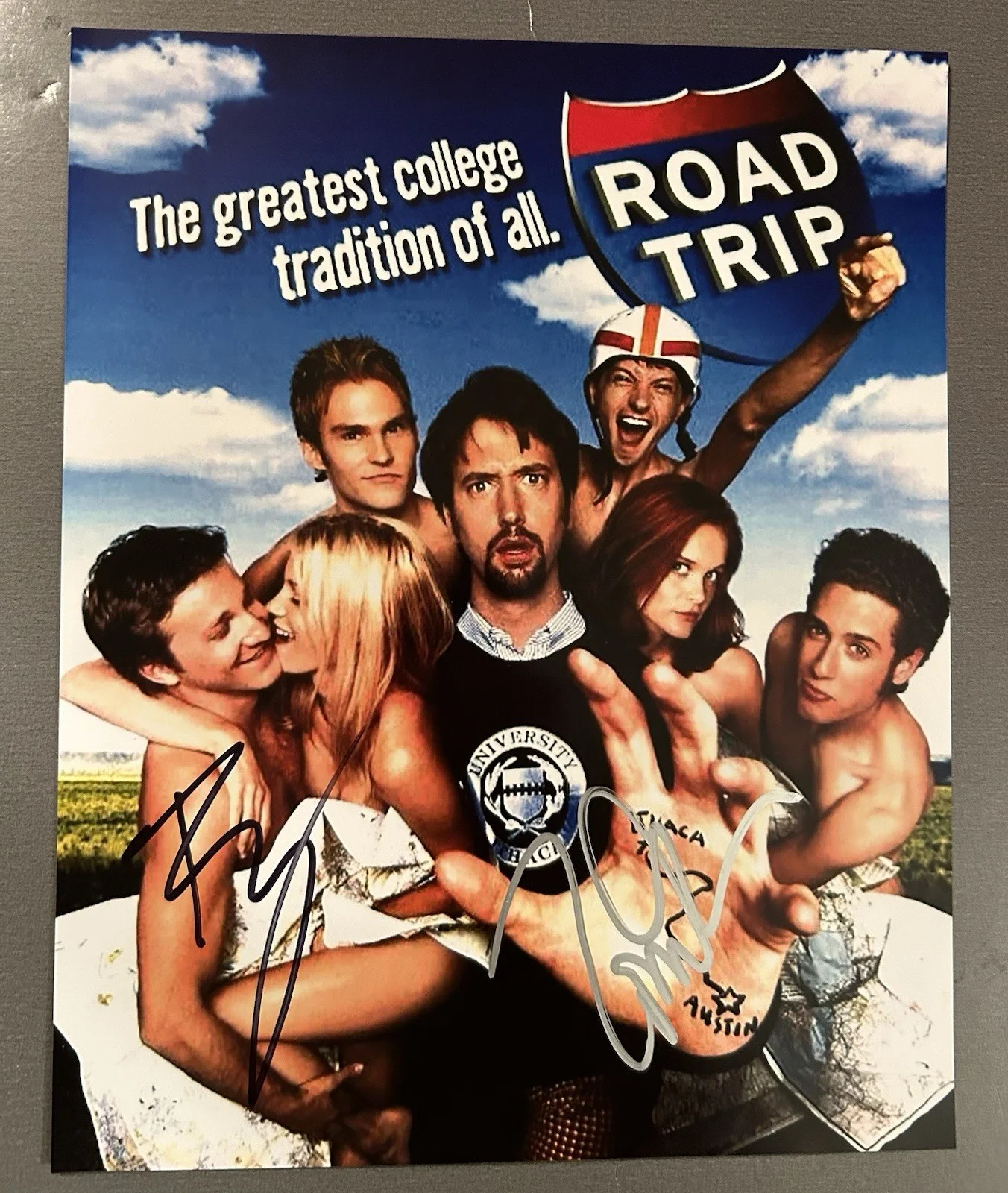 Tom Green & Breckin Meyer — Tom Green & Breckin Meyer Road Trip Movie Signed 8x10 Photo (signed by both)